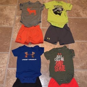 Boys 6/9 Month UA Onesie w/shorts Outfit Bundle